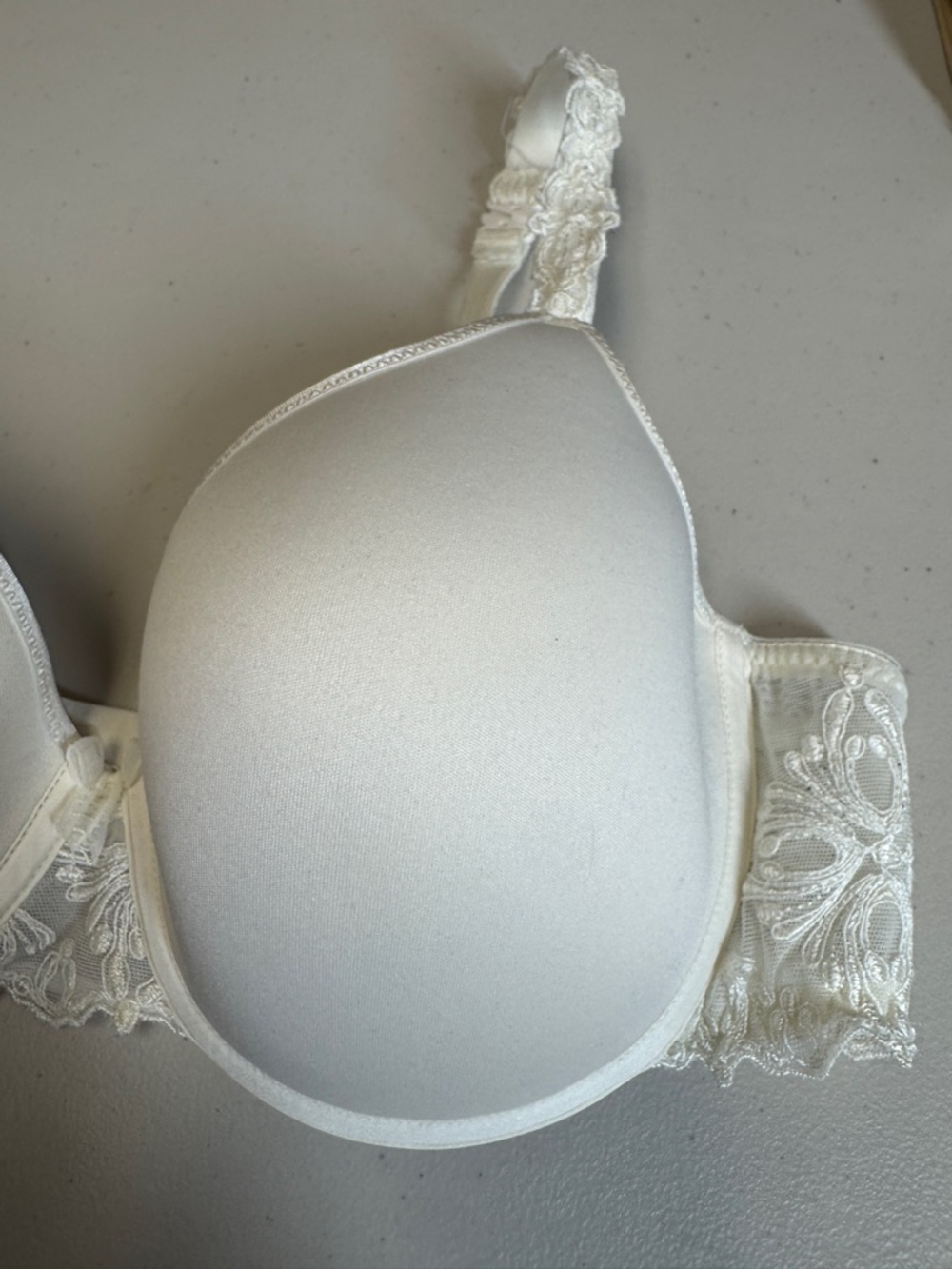 Chantelle White Lace Bra Molded Cups Underwire Full Coverage Feminine - Picture 5 of 16